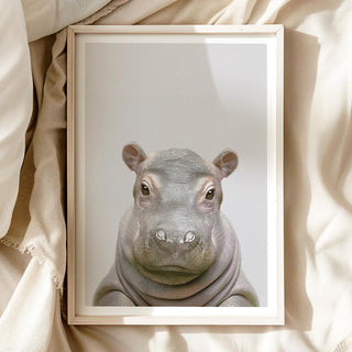 Soft-Hearted Hippo Nursery Print – Jungle Animal Wall Art for Nursery