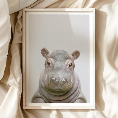 Hippo Nursery Print - Friendly Safari Animal Wall Art for Nurseries