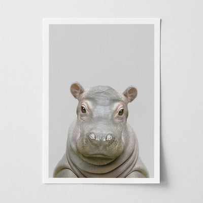 Hippo Nursery Print - Friendly Safari Animal Wall Art for Nurseries