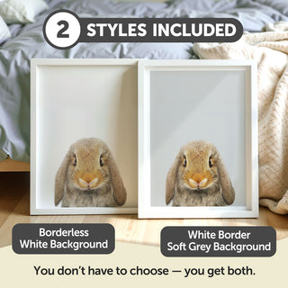 Huggable Lop Rabbit Nursery Print – Woodland Animal Nursery Wall Decor