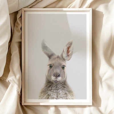 Young Kangaroo Nursery Print - Playful Australian Animal Wall Art for Kids