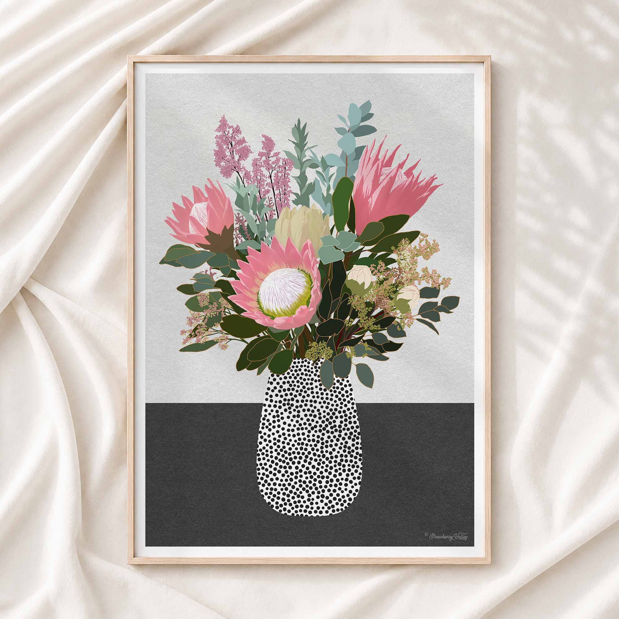 King Protea Art Print | Modern Floral Wall Art