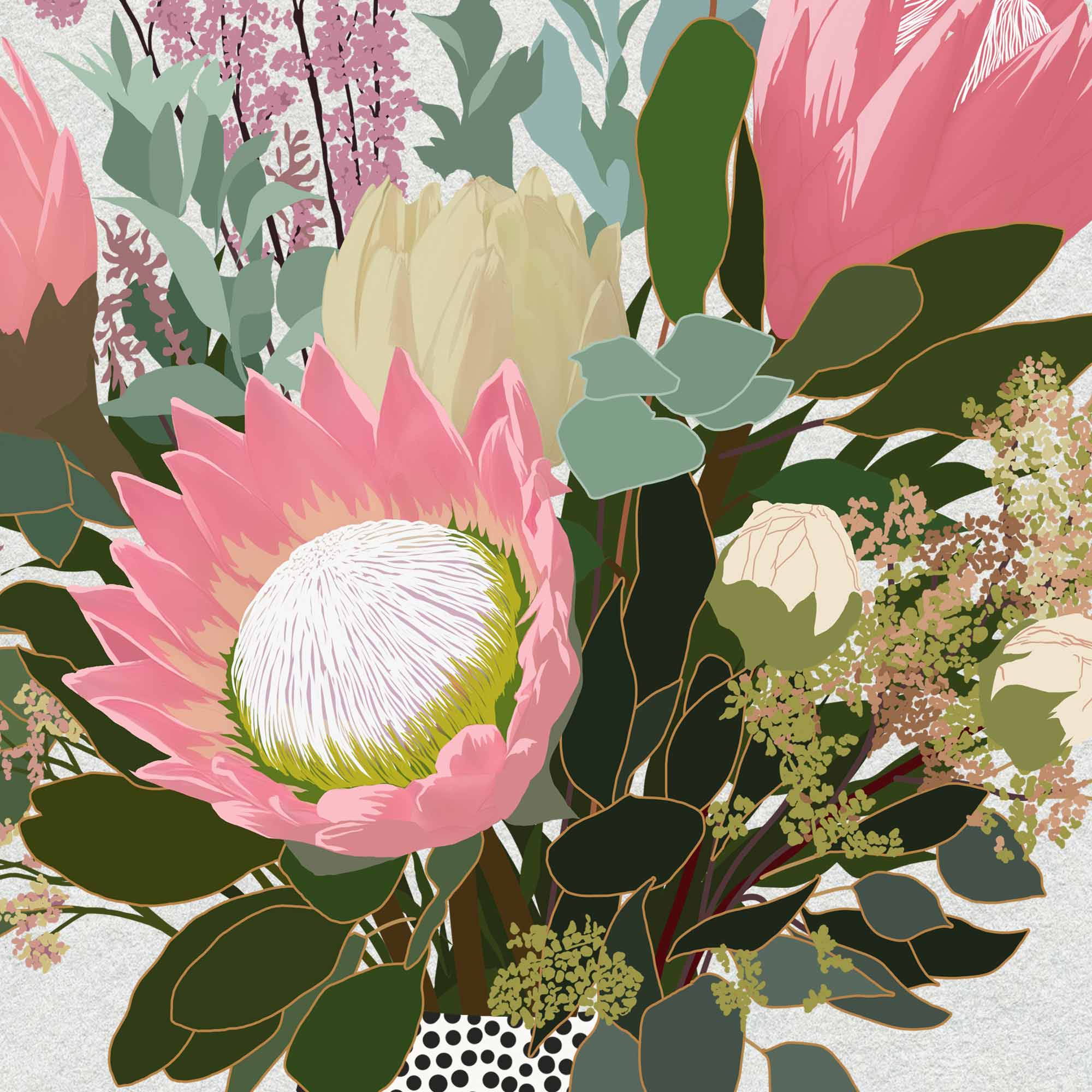King Protea Art Print | Modern Floral Wall Art