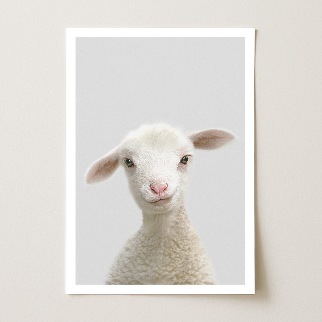 Lamb Nursery Print - Soft Farm Animal Wall Art for Baby Rooms