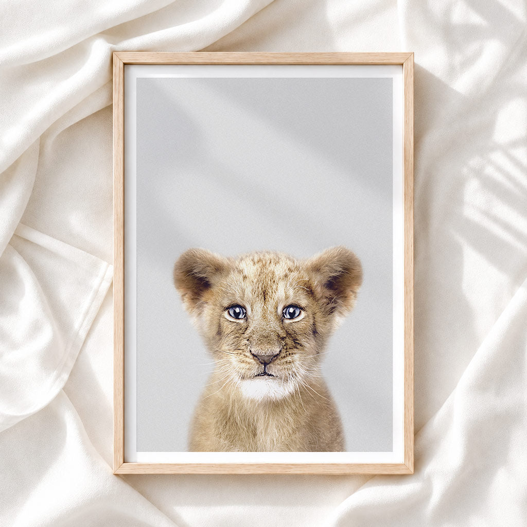 Lion Cub Nursery Print - Playful Safari Animal Wall Art for Baby Rooms