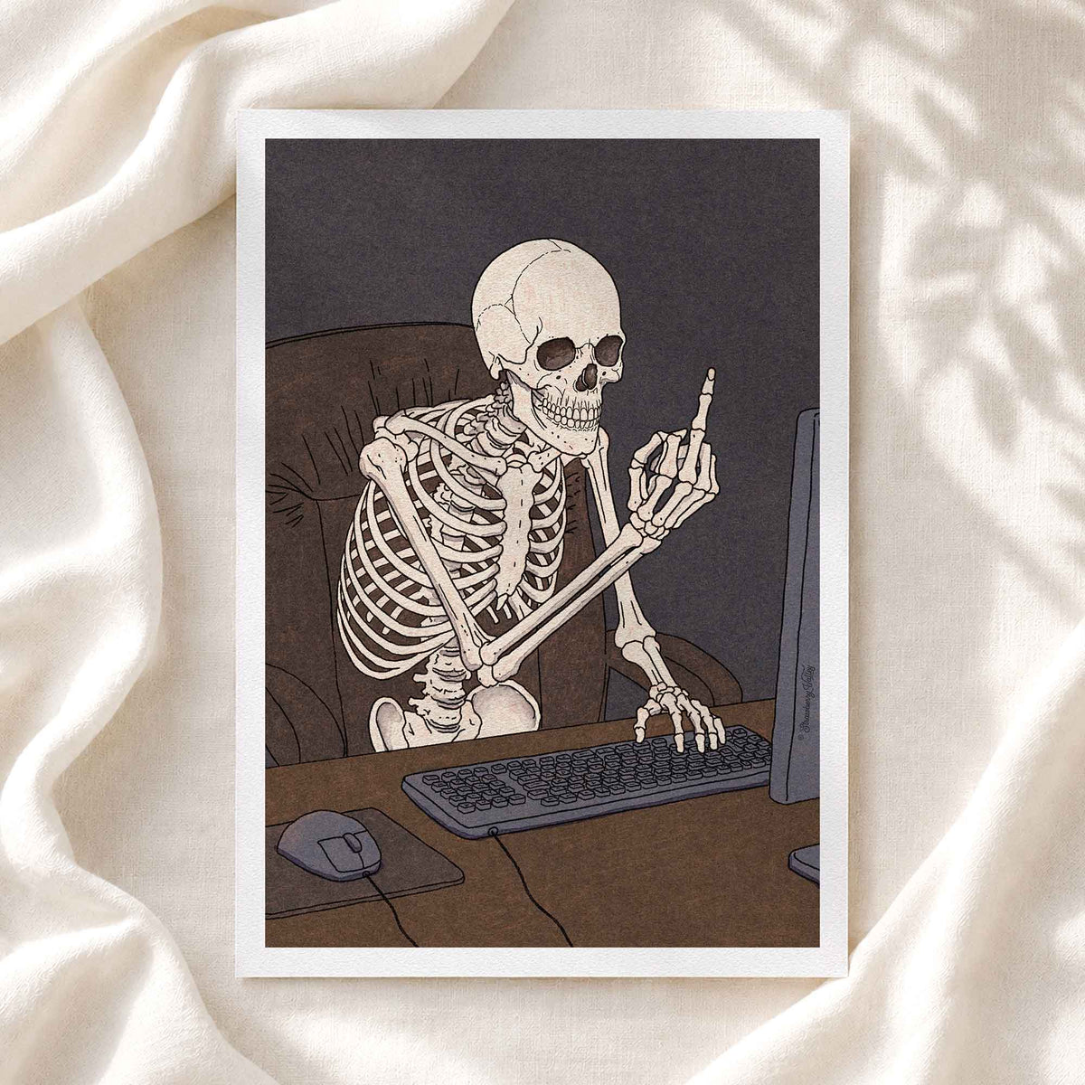 Living the Dream | Skeleton Art Print | Sarcastic Work Gift