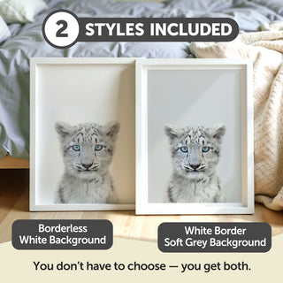 Majestic Snow Leopard Nursery Print – Arctic Baby Animal Wall Art