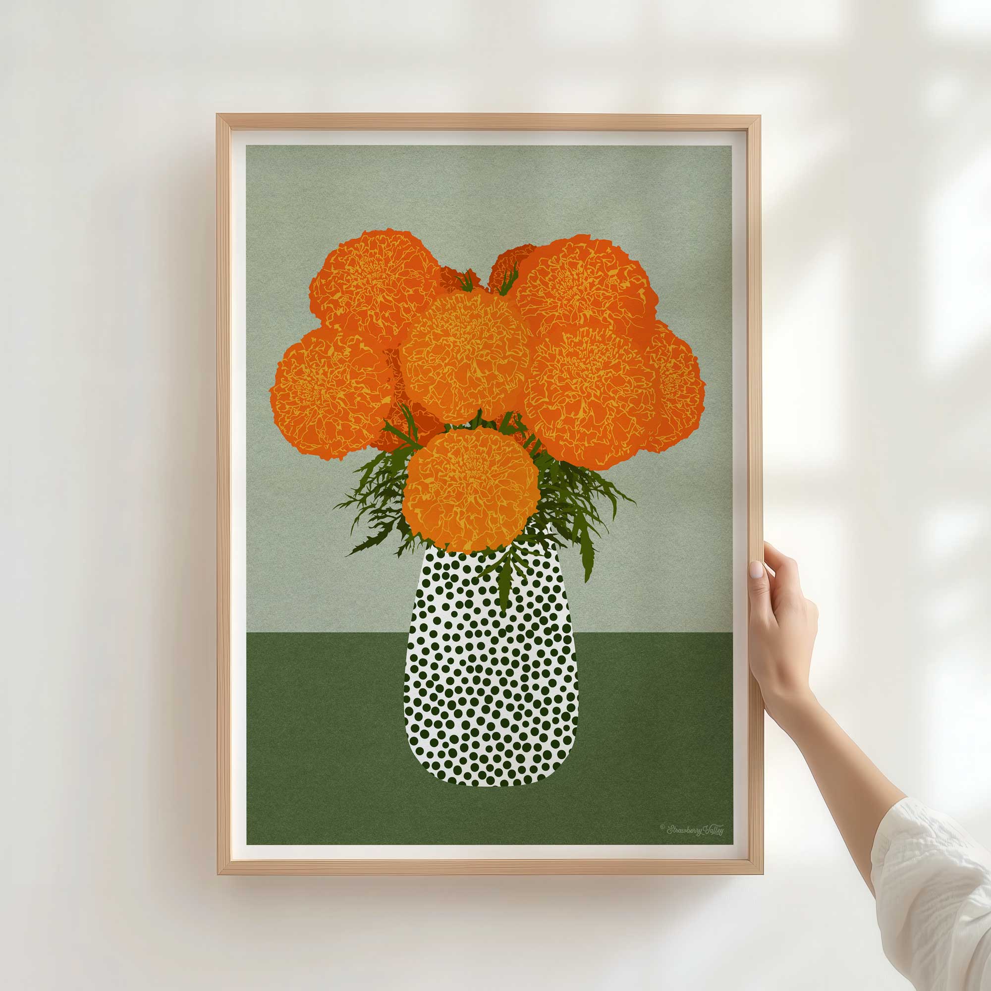 Marigolds Art Print | Modern Floral Wall Art
