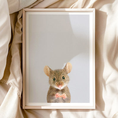 Wood Mouse Nursery Print - Tiny Woodland Animal Artwork for Nurseries