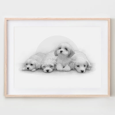Custom Pet Portrait From Your Photos – Black & White
