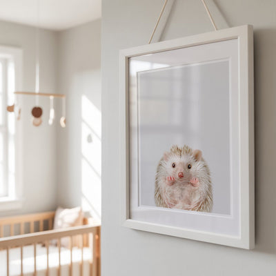 Baby Hedgehog Nursery Print - Sweet Woodland Animal Artwork for Toddlers