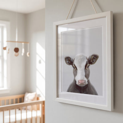 Cow Nursery Print - Friendly Farmyard Animal Wall Art for Kids