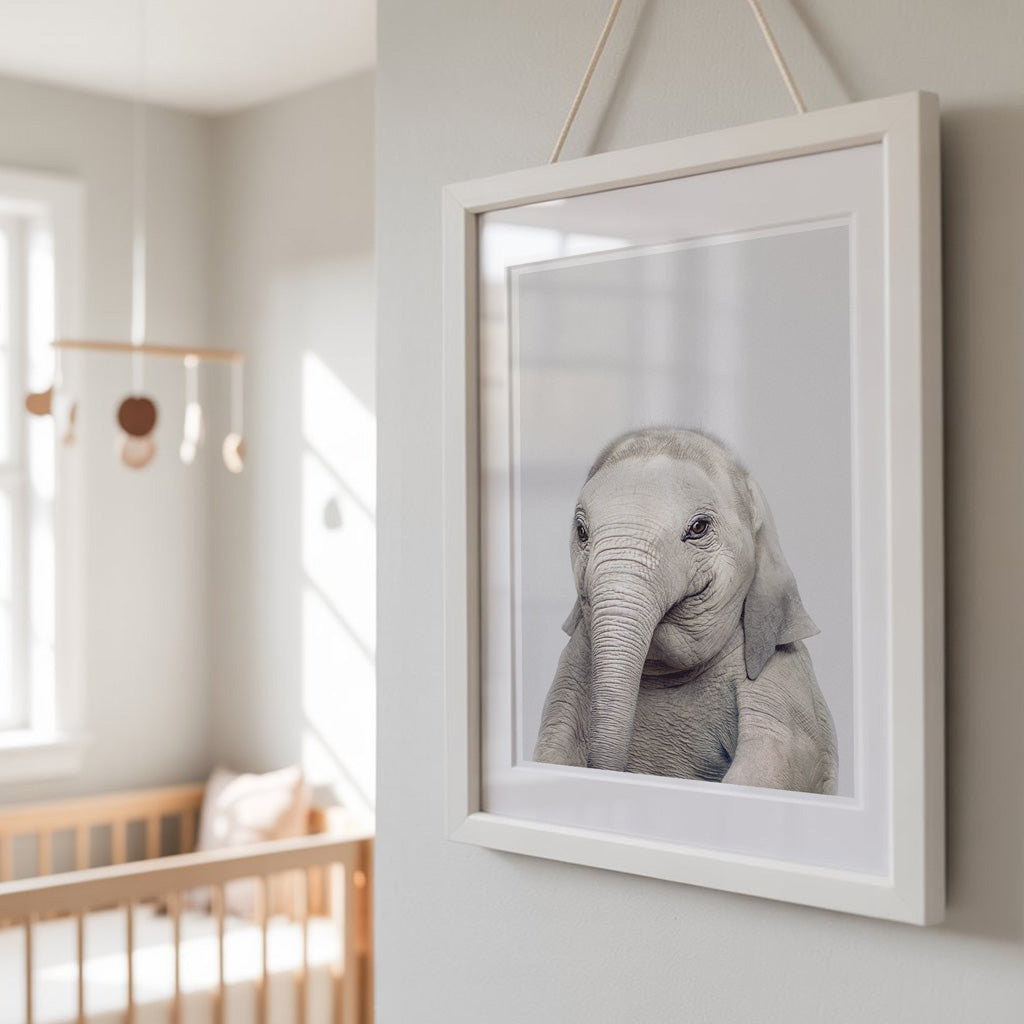 Elephant Nursery Print - Gentle Safari Animal Wall Art for Baby Rooms