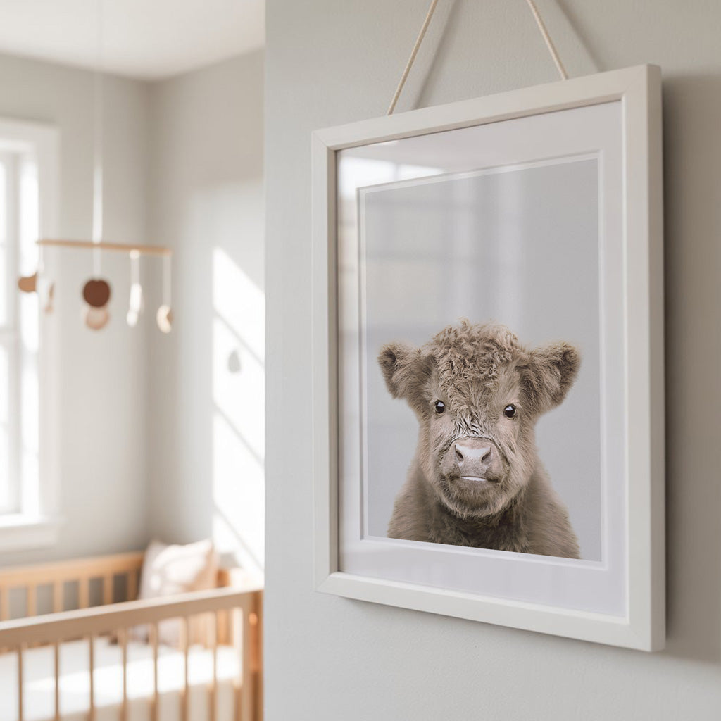 Highland Cow Nursery Print - Friendly Farmyard Animal Wall Art for Children