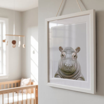 Hippo Nursery Print - Friendly Safari Animal Wall Art for Nurseries