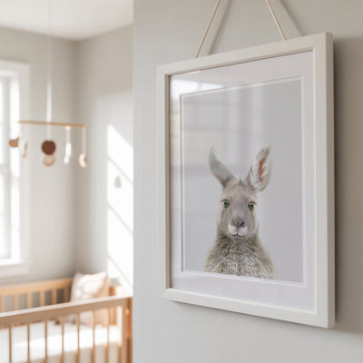 Young Kangaroo Nursery Print - Playful Australian Animal Wall Art for Kids