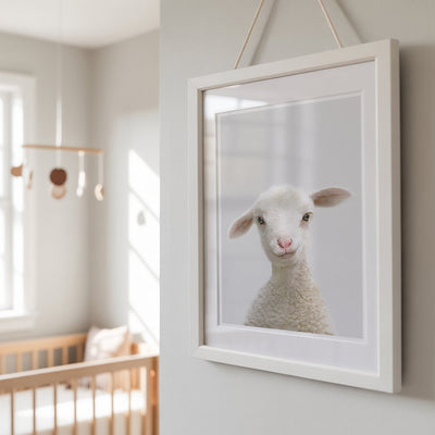 Lamb Nursery Print - Soft Farm Animal Wall Art for Baby Rooms