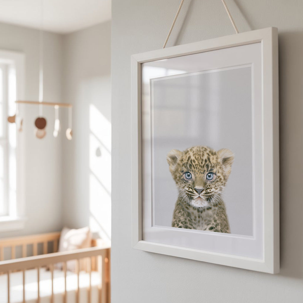 Leopard Cub Nursery Print - Playful Safari Animal Wall Art for Nursery Rooms