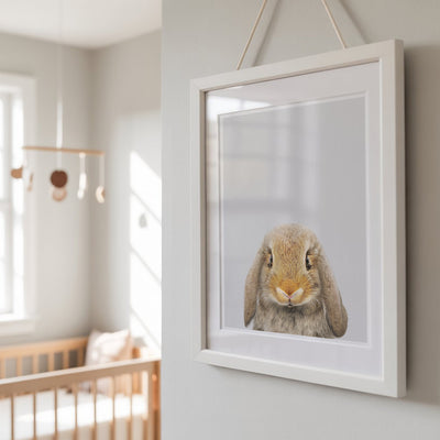 Lop Rabbit Nursery Print - Floppy Eared Bunny Wall Art for Children
