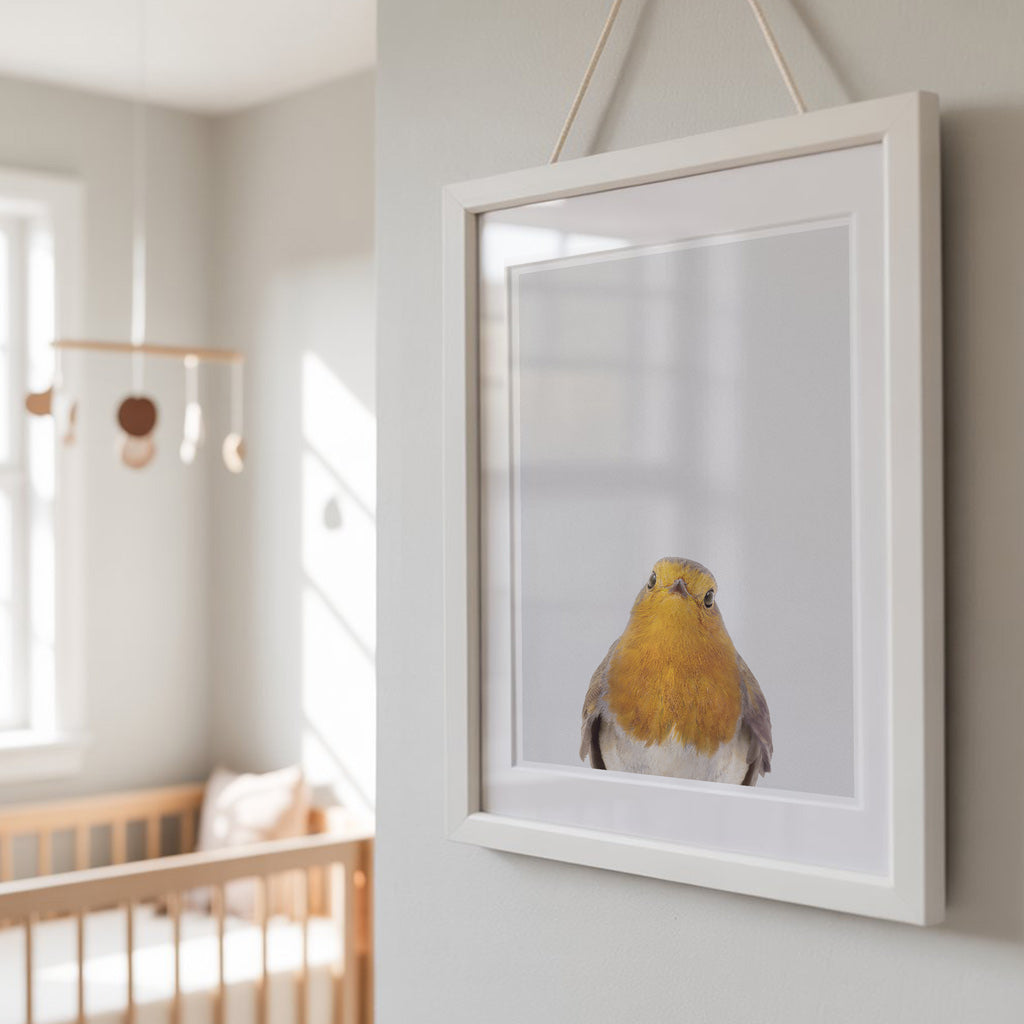 Robin Nursery Print - Charming Woodland Bird Art for Baby Rooms