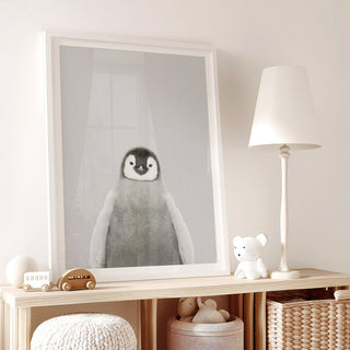 Fluffy Baby Penguin Nursery Print – Arctic Animal Nursery Wall Art