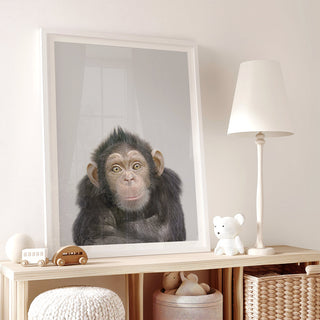 Cheeky Chimp Nursery Print – Jungle Animal Wall Art for Nursery