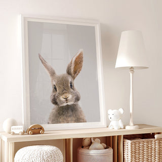 Gentle Rabbit Nursery Print – Woodland Baby Room Wall Art