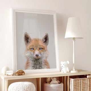 Fluffy Fox Nursery Print – Woodland Baby Room Wall Art