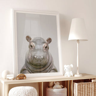 Soft-Hearted Hippo Nursery Print – Jungle Animal Wall Art for Nursery