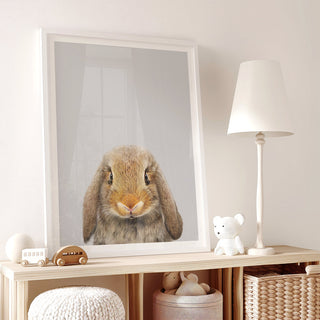 Huggable Lop Rabbit Nursery Print – Woodland Animal Nursery Wall Decor