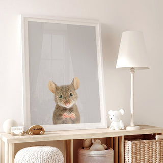 Tiny Mouse Nursery Print – Woodland Baby Room Wall Decor