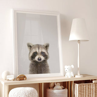 Spirited Raccoon Nursery Print – Woodland Animal Baby Room Wall Art