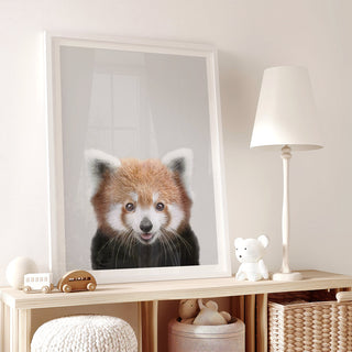 Playful Red Panda Nursery Print – Jungle Animal Wall Art for Nursery
