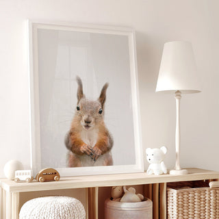 Sweet Red Squirrel Nursery Print – Woodland Nursery Wall Art