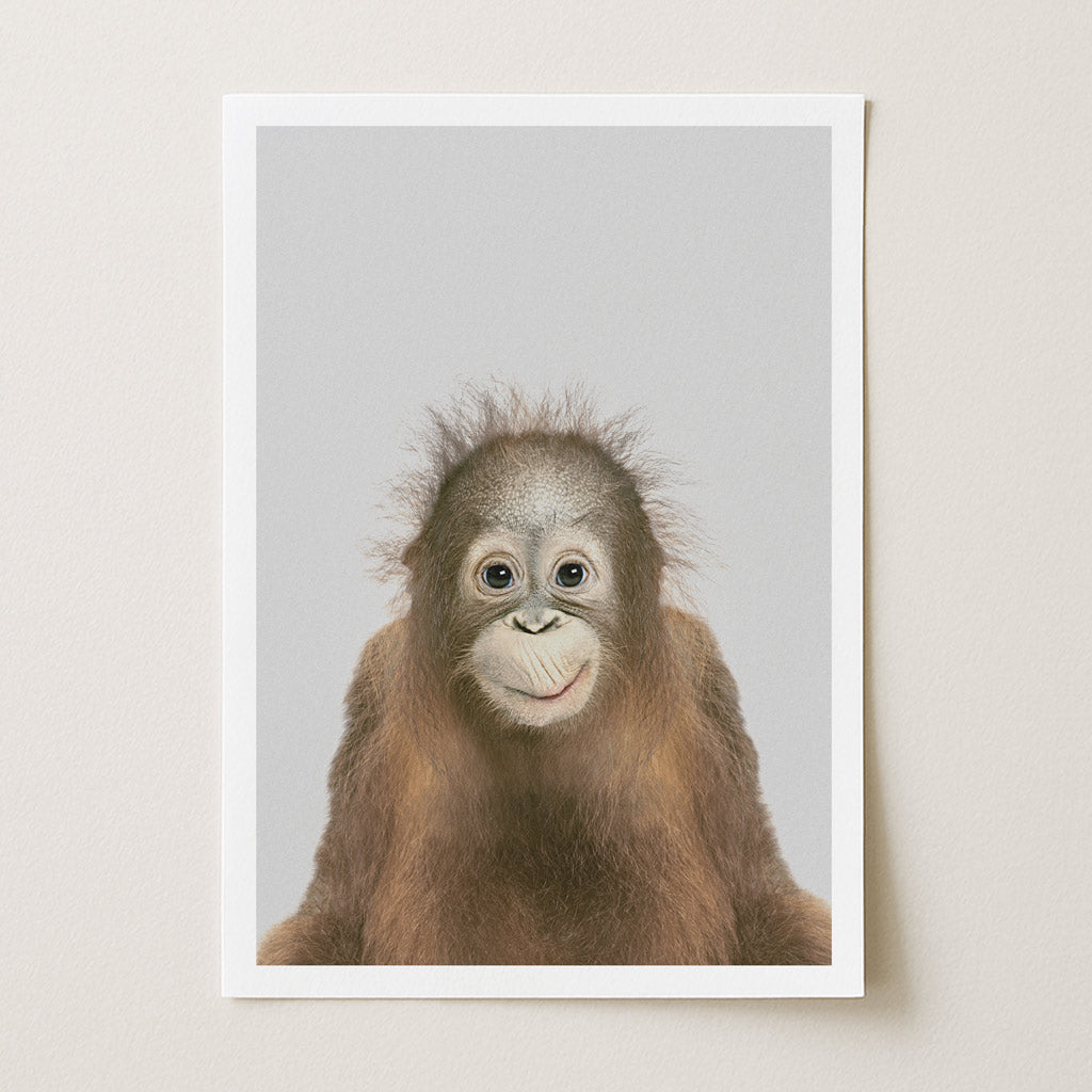 Orangutan Nursery Print - Gentle Jungle Animal Wall Art for Baby Rooms