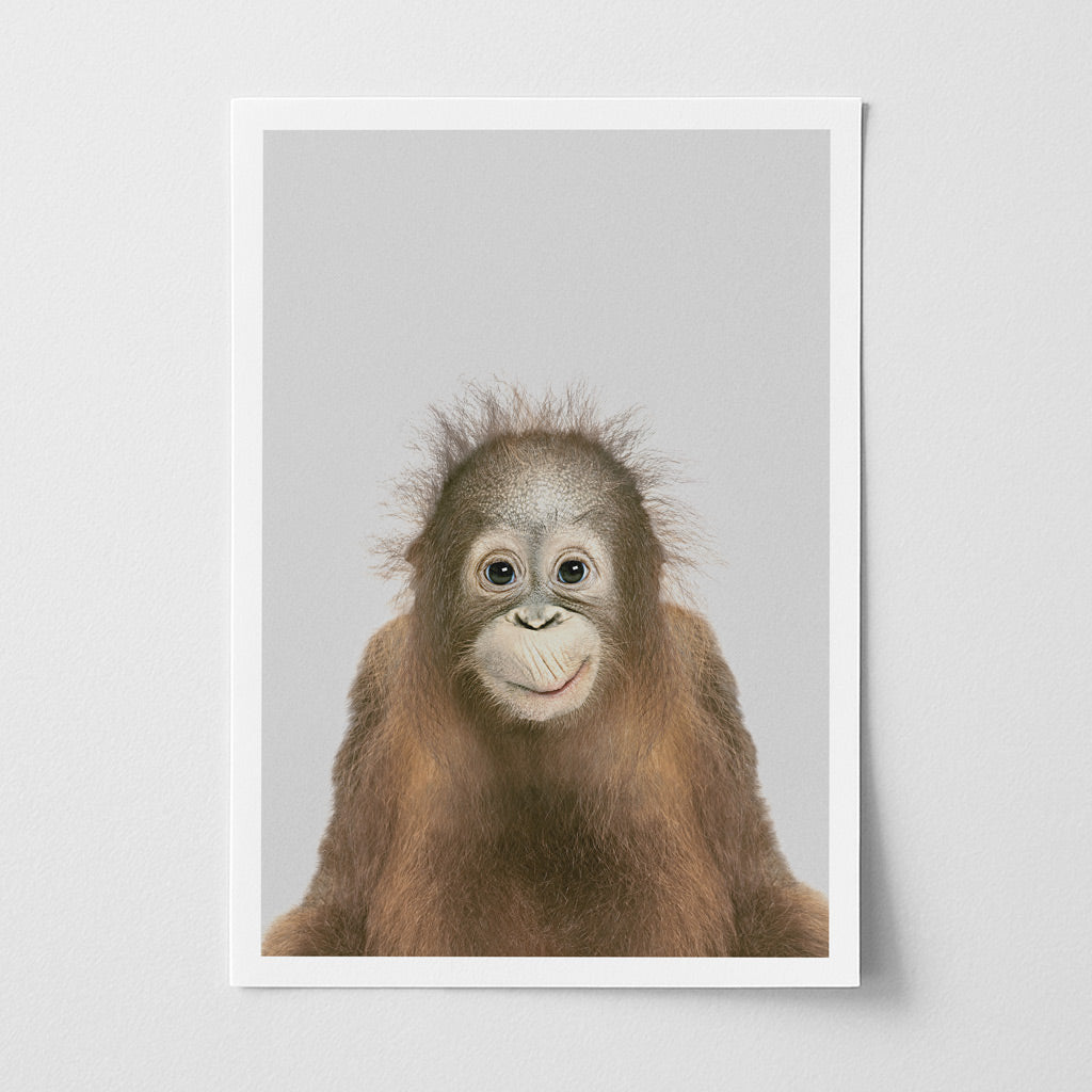 Orangutan Nursery Print - Gentle Jungle Animal Wall Art for Baby Rooms