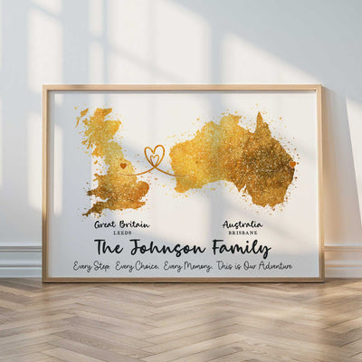 Personalised Two Country Map Print v2.1