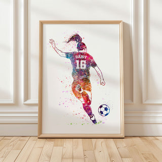 Gifts for Footballers | Girls Personalised Art Print 4