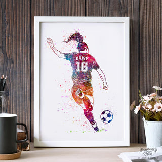 Gifts for Footballers | Girls Personalised Art Print 4