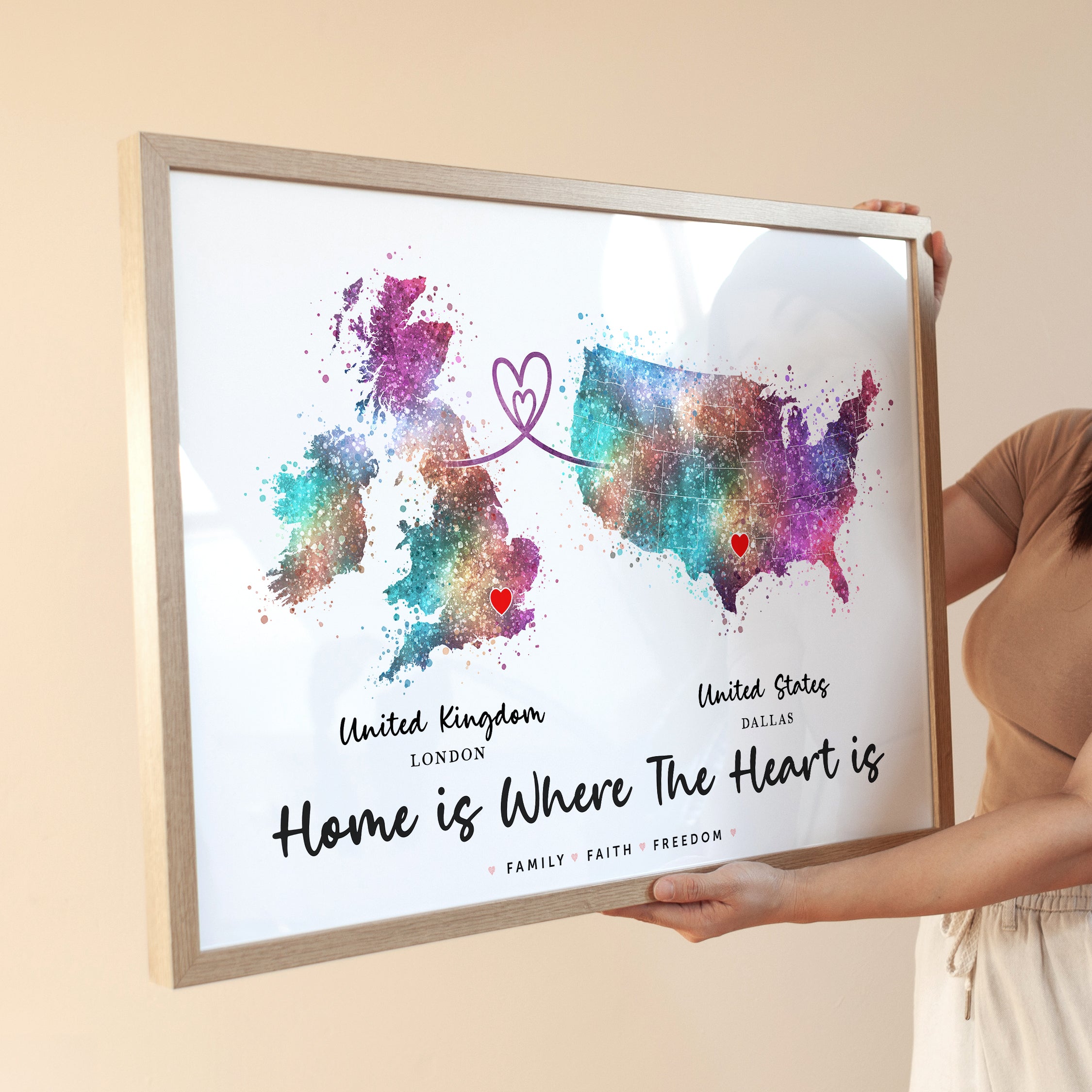 Personalised Two Location Map Print v2.1