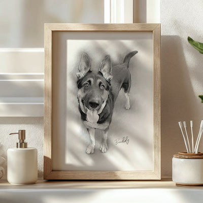 Custom Pet Portrait From Your Photos – Black & White