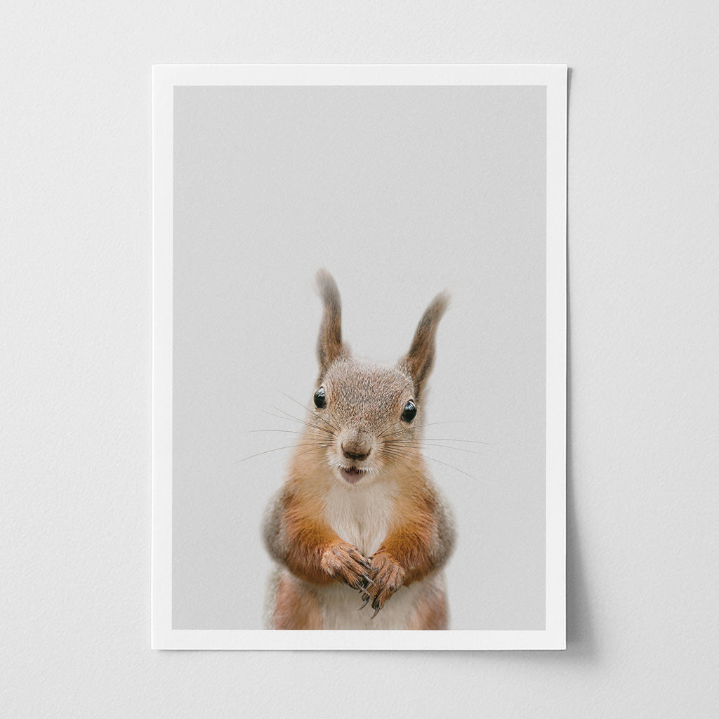 Red Squirrel Nursery Print - Cute Woodland Creature Art for Baby Bedrooms