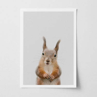Red Squirrel Nursery Print - Cute Woodland Creature Art for Baby Bedrooms
