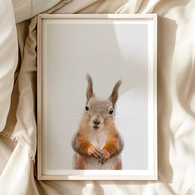 Red Squirrel Nursery Print - Cute Woodland Creature Art for Baby Bedrooms