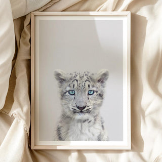 Majestic Snow Leopard Nursery Print – Arctic Baby Animal Wall Art