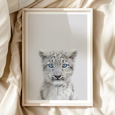 Snow Leopard Nursery Print - Rare Mountain Animal Artwork for Nurseries