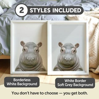 Soft-Hearted Hippo Nursery Print – Jungle Animal Wall Art for Nursery