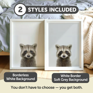 Spirited Raccoon Nursery Print – Woodland Animal Baby Room Wall Art