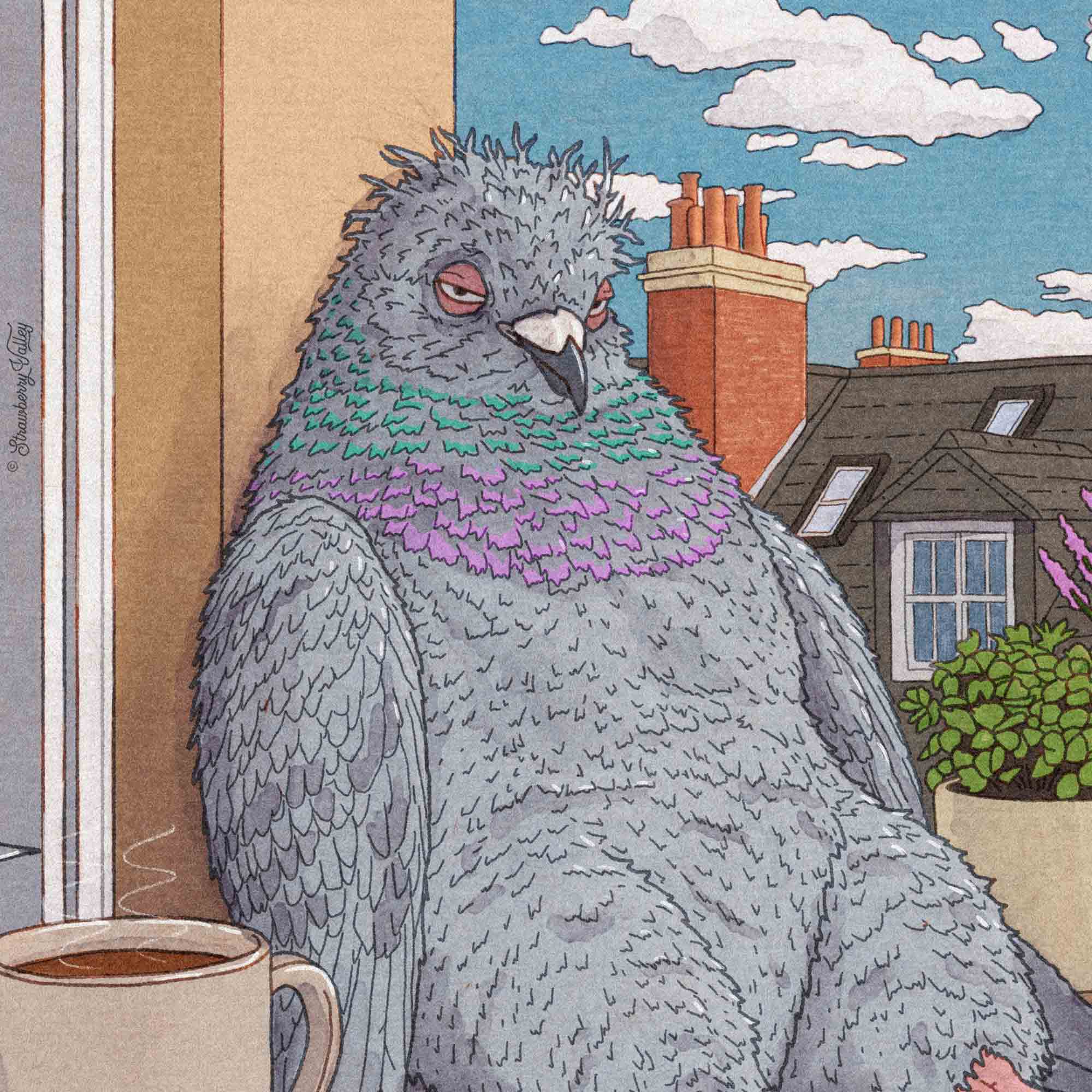 Really Tired Pigeon – Art Print
