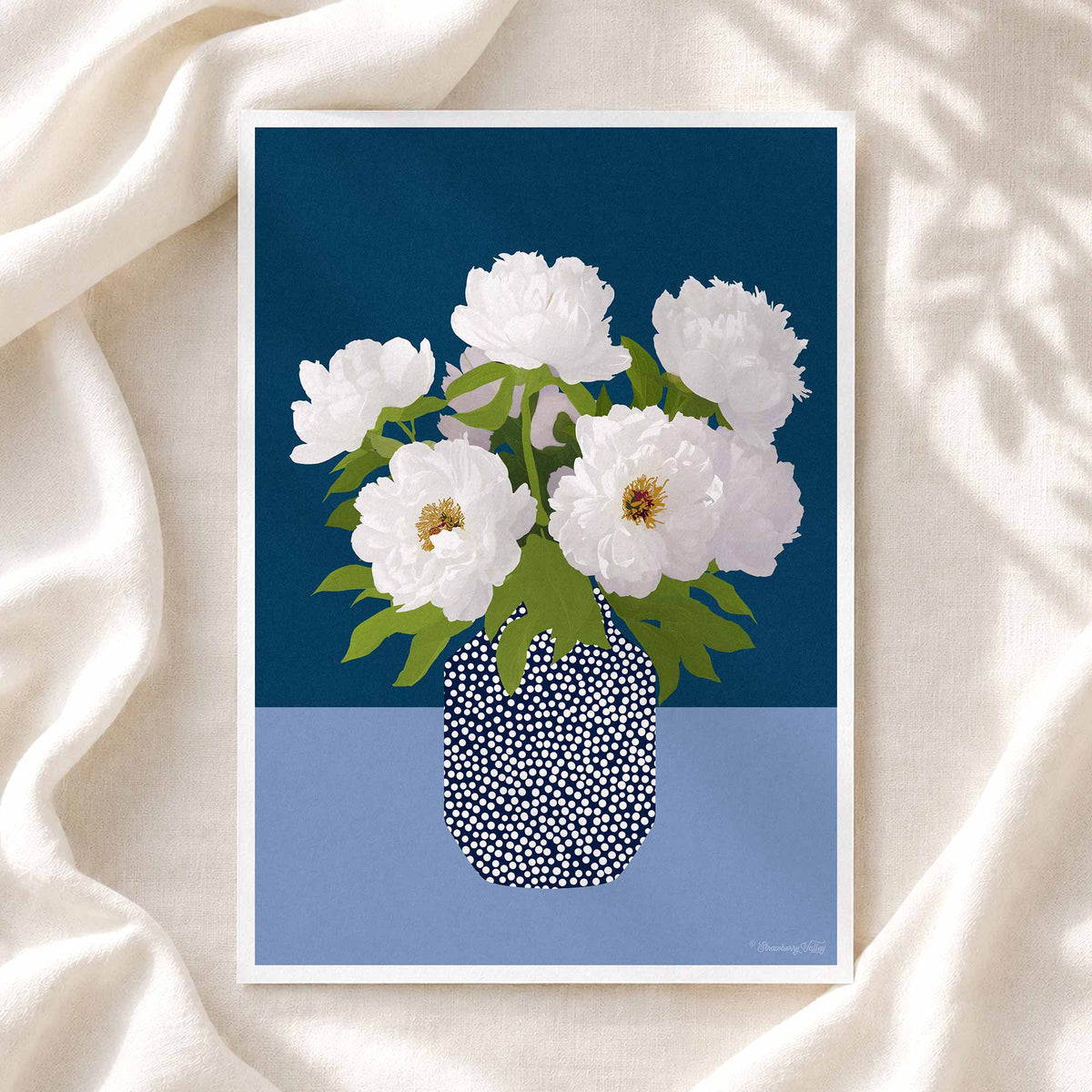 White Peonies – Modern Floral Art Print